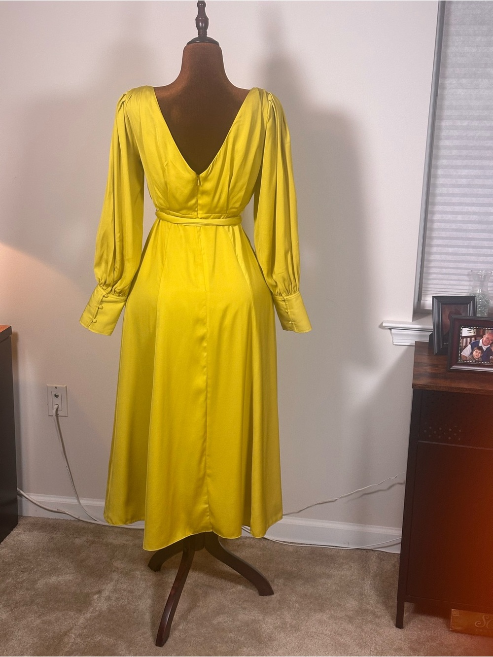 Banana Republic Lemon Yellow Wrap Maxi Dress with Tie Waist - Picture 2 of 4